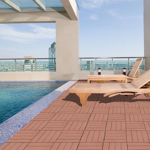 Modern Style Deck Brick Outdoor Laying Material 11.8 x11.8 (20 Pieces per Pack), with Interlocking Plastic Wood Deck Bricks, Sturdy and Durable, Resistant to Deformation, Easy to disassemble