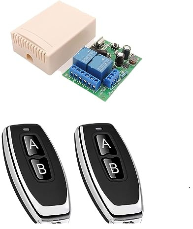 Receptor de relé de módulo de puerta de puerta de Control remoto Universal de 433MHz y transmisor de 2 botones for Control de lámpara de garaje, Abridor de Puerta Automático(1 Re 2 Rc)
