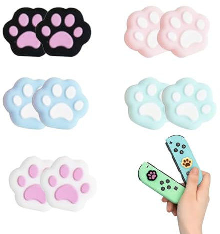 SGERUFZ Lot de 10 Capuchons en Silicone Souple en Forme de Patte de Chat compatibles avec Nintendo Switch/OLED/Switch Lite
