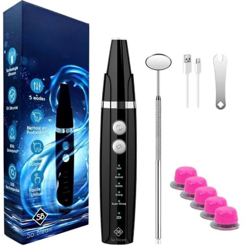 Kit Détartrage Dentaire So Bleam™ / Nettoyage Anti Tartre / 5 Capsules pour Blanchiment Dentaire & Polissage/Dent Blanche/Haleine Fraiche/Soins Dentaires Professionnel