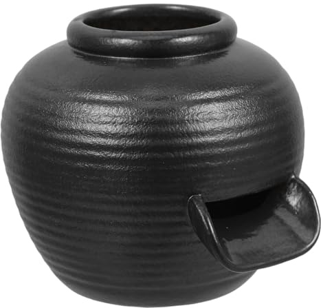 ibasenice Mini Ceramic Fountain Jar 3.54In Tabletop Water Feature with U-Shaped Spout Indoor Circulating Waterfall for Zen Garden Office Home Decor