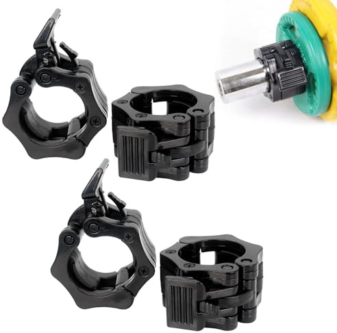 Cerioll Cierres para Pesas De 30mm, Abrazaderas Mancuerna para Barras, 4 Piezas Bloqueadores para Barras De Pesas, Barbell Collars, Cierre Rápido, Hebilla para Mancuernas, Negro