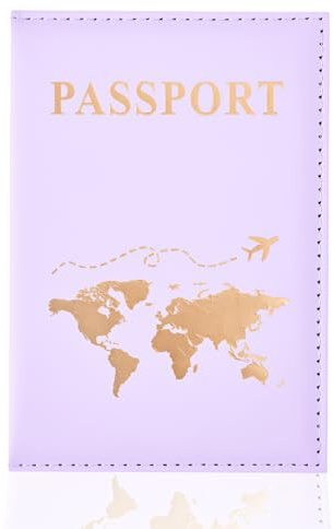 REEKNOKOL Portapassaporto, Custodia in pelle per passaporto, Portafoglio da viaggio in PU per passaporto, carta di credito, biglietto, biglietti da visita, carte d'imbarco (Viola)