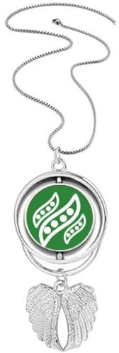no/no Collana rotante con ciondolo a forma di pisello felice con ali d'angelo, Medio