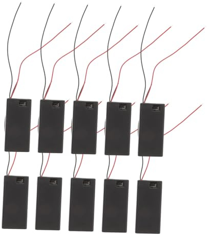 DIYEAH 10pièces Porte-Pile avec Commutation Boîtier Carré avec Couvercle Et Vis Boîte Batterie à Fil pour Bricolage LED Et Ventilateur