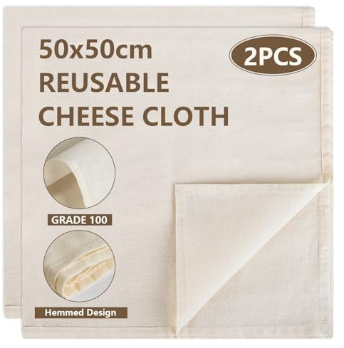 2 Pcs Cheese Cloths for Straining,Reusable,50 * 50 cm Cheesecloth,Cotton Cloth Food Strainer,Muslin Cloths,100% Unbleached Pure Cotton Ultra Fine Cheesecloth for Baking,Cooking,Homemade Cheese,Butter