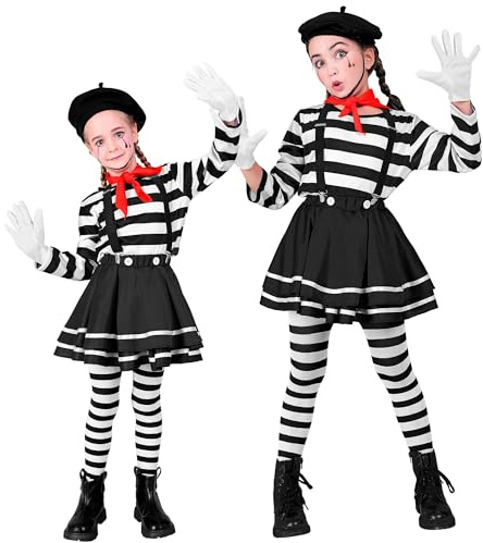 W WIDMANN MILANO Party Fashion - Costume da bambino Pantomimo, set composto da top, gonna, foulard, guanti e berretto, per carnevale