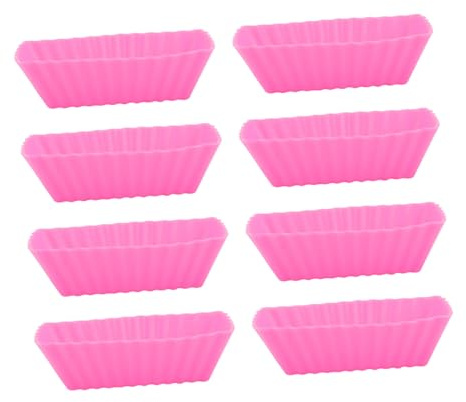 ZUNOXAZ Stampi per Muffin in Silicone Rosa 8 Pezzi, Resistente al Microonde e Lavastoviglie, Stampi Quadrati Riutilizzabili per Dolci e Cupcake in Casa Colore Casuale