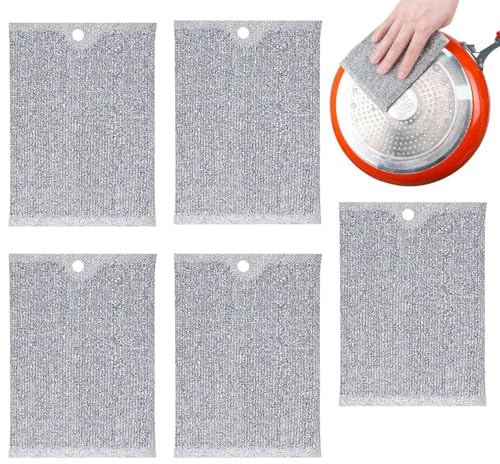Stracci Multiuso In Filo Metallico Per Lavare I Piatti,5 Pezzi Stracci Per Lavastoviglie Non Graffianti | Spugnette abrasive Auto-Sgocciolanti Portatili Per Pulizia Stoviglie Piano Cucina