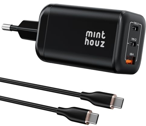 Minthouz 100W Fast Charger with Charging Cable,PD 100W 3-Port GaN Ⅲ USB Plug UK for Laptop/Phone Charge,USB C Plug Compatible with Lenovo ThinkPad/Dell XPS/Macbook/Samsung Galaxy