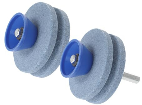 JOINPAYA 2pcs Double Corundum Drill Blades Sharpener for Lawn Mower Wear-Resistant Grinder Wheel Compatible with Power and Hand Drills for Precise Garden Tool Maintenance