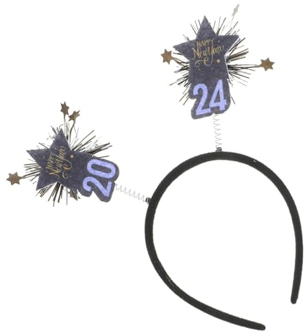 FONDOTIN Neujahr Haarreif mit Zahlen und Sternen Vielseitiges Party Kopfschmuck Accessoire für Silvester Festival Dekoration und Foto Requisiten Bequem und Formstabil für Erwachsene