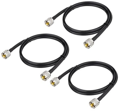 Superbat RG8x Jumper Cable 3ft CB Coax Cable PL259 UHF Connector Low Loss 50 ohm for Ham Radio,Antenna Analyzer,Dummy Load,SWR Meter 3-Pack