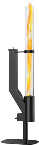 Feuerstelle, 147 cm Terrassenheizer, rauchfreies Pellet-Feuerrohr mit Glasabzug, Lagerfeuer aus Edelstahl für den Außenbereich, Hinterhof, Garten, Camping, Picknick