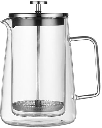 DAWCBVJQ Prensa De Café | Máquina Aislante Con Vidrio De Doble Pared Y Acero Inoxidable - Francesa De Prensa | Para El Hogar La Oficina La Acampada El Viaje Té La Cafetería Y
