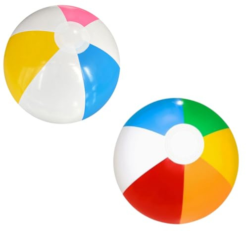 Pack of 2 Inflatable Water Balls, 40 cm Beach Ball and Water Balls, Colourful Beach Ball Set Made of PVC in 6 Colours and 4 Colours Design, Inflatable Ball for Outdoor, Pool and Beach, Easy to Store