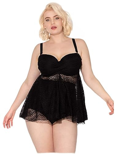 Smart & Sexy Damen Bandeau-Tankini mit Rüschen - Schwarz - D