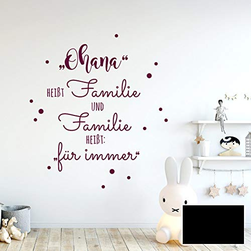 Wandtattoo Aufkleber Spruch Ohana heißt Familie Wanddeko Wandgestaltung M2234 - ausgewählte Farbe: *schwarz* ausgewählte Größe: *XXL - 100cm hoch x 76cm breit*