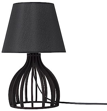 Beliani Originelle Tischleuchte Lampenfuß aus Holz schwarz Agueda