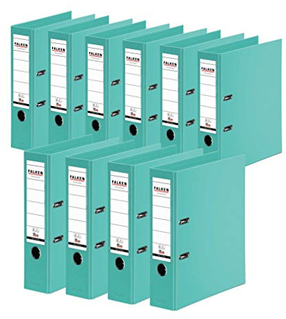 FALKEN 10x Chromocolor Premium-Ordner 8cm breit DIN A4 mint | Made in Germany Kunststoffbezug außen und innen