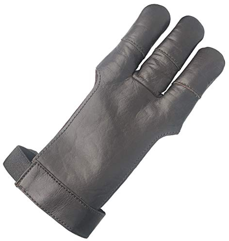 longbowmaker dunkelbrauner Bogenschießen Handschuhe 3 Finger Leder Schießhandschuh Kinder Bogensport AG300L