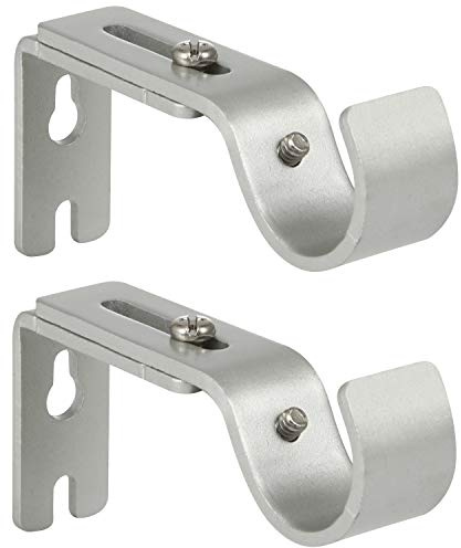 Anndason Heavy Duty Adjustable Curtain Rod Brackets Rod Holders for 1 Inch Rod, Silver Color, (Set of 2)