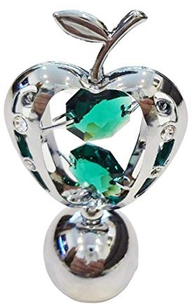 crystocraft Apple Crystal Ornament With Swarovski Elements Gift Boxed Green Crystals Silver Chrome Plated Fruit Perfect Keepsake Collectors Gift Figurine