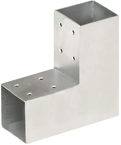 vidaXL Pfostenverbinder L-Form 2 Hülsen Balkenschuh Holzverbinder Eckverbinder Pfostenecke Balken Verbinder Feuerverzinkt Verzinktes Metall 71x71mm