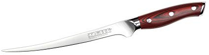 Ergo Chef Crimson Series 7.5-Inch Curved Flexible Fillet Knife - Forged High-Carbon German X50CrMoV15 Stainless Steel Blade - Durable G10 Handle for Fish and Meat Filleting & Deboning