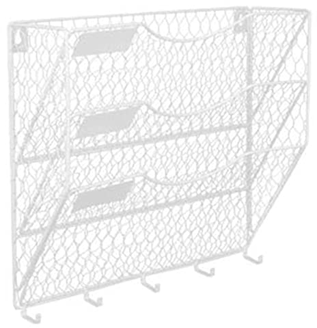 SLRMKK Hängemappen-Organizer, strapazierfähige Stahlgitterkonstruktion Schwarzer Pulvermantel mit Haken-Finish-Halter für Bürodekoration, Weiß (Weiß)