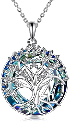 YFN Compleanno Collana in Argento Sterling Albero Della Vita Ciondolo di Cristallo Gioielli Regali per Ragazza Nipote | Gioiello con albero della vita, per anniversario, Natale, festa della mamma, regalo per donne, figlie, nipote, nonna, mamma