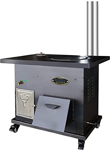 YYUINU Forno a carbone multifunzione in ghisa, forno a legna a risparmio energetico, con serbatoio dell'acqua calda e forno di grande capacità, fornello senza fumo, B