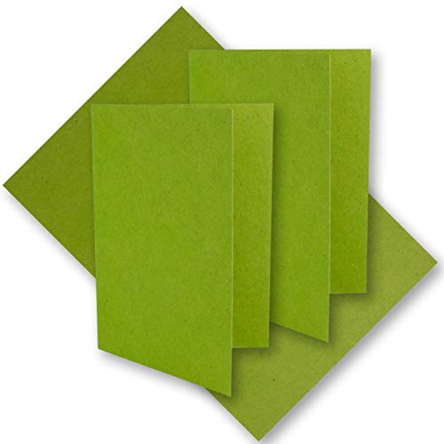 25x hellgrünes Vintage Kraftpapier Falt-Karten 210 x 148 mm - DIN A5 - Hell-Grün - Recycling - 220 g blanko Klapp-Karten - UmWelt by GUSTAV NEUSER