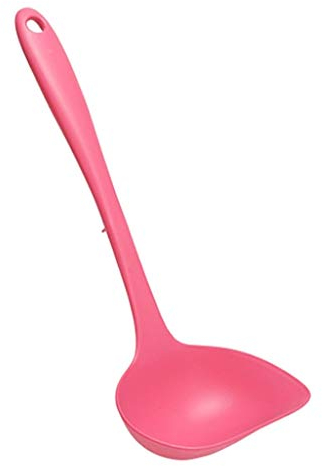 Cuillère/cuillères à soupe 10,6 « Louche ménages longue poignée en plastique Louche cuillère à haute température résistant cuillère cuillère à soupe et sauce (Rose) Petites Cuillères/Cuillères à Café