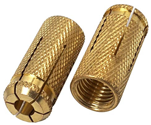 SKIR'CO (6 Stück) Messing Drop in Anker M16 x 45 mm Bolzenhülse Spreizwand Dübel Mauerwerk Betonanker