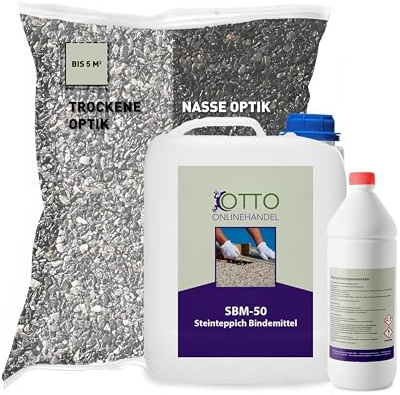 ST-EP Steinteppich Komplett-Set (Grigio Carnico) für ca. 5m² inkl. 2K Epoxidharz Bindemittel, natürlicher Steinboden, Marmorkies