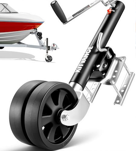Upgraded 2000 lbs Boat Trailer Jack with 8 Dual Wheels- Heavy Duty Boat Trailer Tongue Jack with Improved Ergonomic Handle, Swivel Boat Trailer Jack for 2.4-5.5 Trailer Tongues, 12 Lift