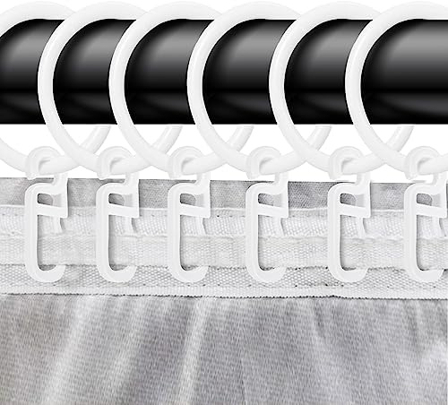 70pcs,Kunststoff Ringe mit Faltenleghaken,Kunststoff Gardinenringe für Universalband/Kräuselband Ø30mm in der Farbe: Weiß