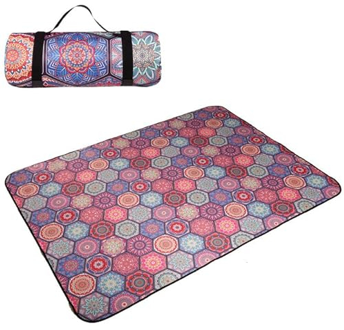 EUPXRHY Picknickdecke Wasserdicht, 3 Schichten Verdickt Picknick Decke mit Aluminiumfolie, Stranddecke Sandfrei & Isoliert, XXL Camping Decke Waschbar für Alle Jahreszeiten,C,300X300cm