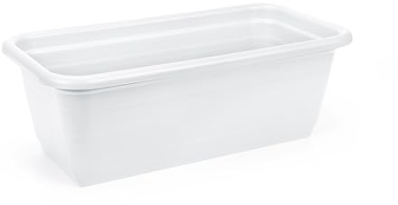 Balcony Trough Flower Pot/Planter Window Box Plastic Vegetable, Planters, Patio, Garden, Home Décor, Porch(White)