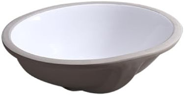 Lavandino da bagno, lavabo ovale da sottopiano in ceramica, con foro per troppo pieno, facile da installare, non sbiadisce, mobile bar, bar da giardino, lavabo, hotel, camper, cucina, balcone (bianco
