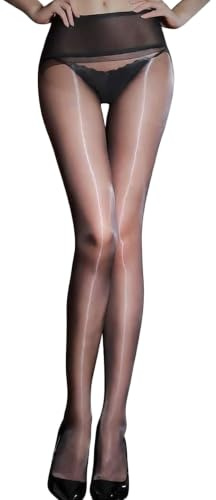 HTRUIYATY Strumpfhosen Damen Glänzende Nahtlose Strumpfhose öl Glanz Transparent Feinstrumpfhose für Damen