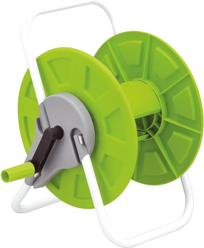 Deejaah® 60m Hose Reel – Lightweight Portable, Manual Rewind, Free-Standing Green Hose Pipe Reel for Home, Garden, Patio, Deck, Yard Use