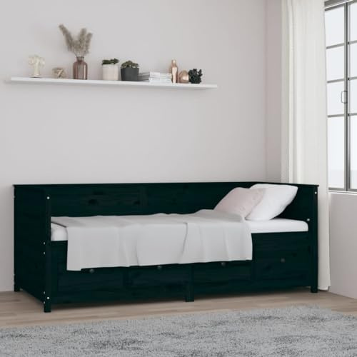 AJJHUUKI Möbel Artikel-Tagesbett schwarz 90x200 cm Massivholz Kiefer