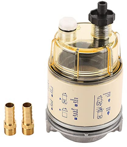 ANKROYU 2 Löcher Kraftstoff-Wasser-Trennfilter, auslaufsicherer Kraftstofffilter-Wasserabscheider, wasserdichter Marine-Kraftstoff-Wasserabscheider mit Anschluss für Schnellboot