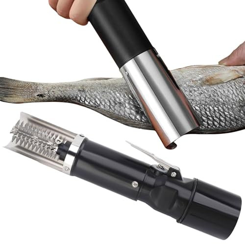 Electric Fish Scaler, Waterproof Professional Fish Scale Scraper Remover, Commercial Cordless Fish Descaler Tool, Thickened Stainless Steel Cover, for All Types of Fish Rechargeable model