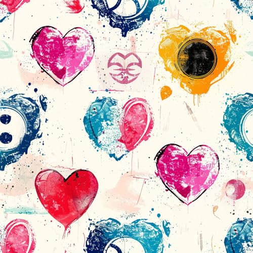 JIAOQSS Papel pintado autoadhesivo Corazón de amor de acuarela colorido Envoltura de vinilo papel tapiz adhesivo adhesivo para muebles papel de contacto adhesivo sala de estar dormitorio