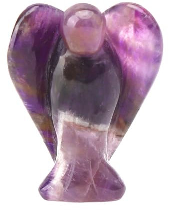 UOCAI Natürlich Amethyst Wächter Engel Statue, 4.2cm Amethyst Geschnitzte Edelstein Engel Figuren, Schutzengel Geschenk, Heilung Kristalle, Schutzengel Stein Talisman, Taschenengel Statuen