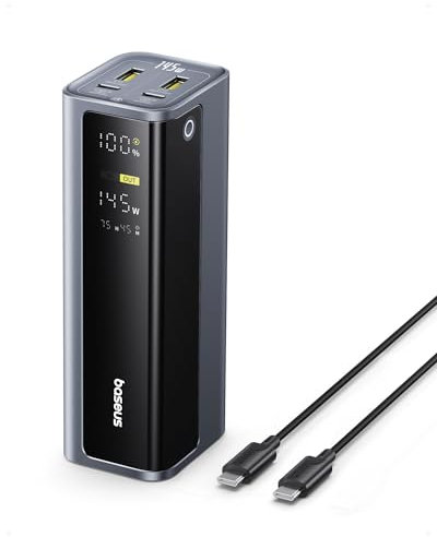 Baseus EnerGeek Powerbank 145W 20800mAh, Batteria Portatile con 2X USB-C PD 3.0 100W Max Ricarica Rapida, Display Digitale, Compatible with MacBook Pro, Dell, HP, SteamDeck, iPhone 16/15/14, Samsung