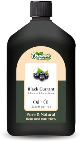 Organic Zing Black Currant (Ribes Nigrum) Oil | Pure & Natural Essential Oil for Skincare, Hair Care & Massage – 1000 ml/33,8 fl oz